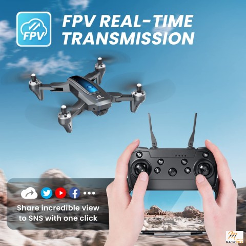 Black Colored Remote-Control Drone with 2 Batteries,2K HD FPV Live Video Camera and Carry Case for Kids & Adults