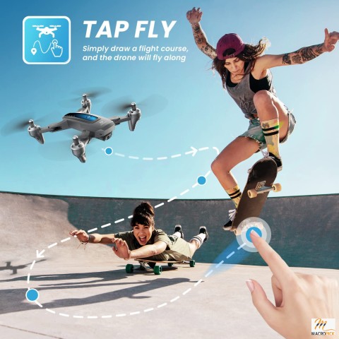 Black Colored Remote-Control Drone with 2 Batteries,2K HD FPV Live Video Camera and Carry Case for Kids & Adults