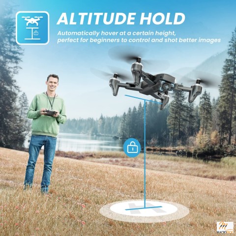 Black Colored Remote-Control Drone with 2 Batteries,2K HD FPV Live Video Camera and Carry Case for Kids & Adults