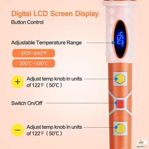 Digital Soldering Iron Kit with Tweezers,Desoldering Pump,Stand,5 Pcs Tips and Leather Storage Bag for Electronics Repairing