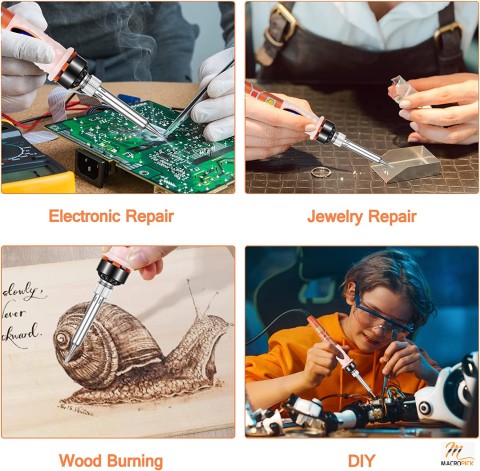 Digital Soldering Iron Kit with Tweezers,Desoldering Pump,Stand,5 Pcs Tips and Leather Storage Bag for Electronics Repairing