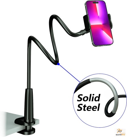 Multiple Usage Mobile Phone Clip on Stand Holder | with Grip Flexible Long Arm Gooseneck Bracket Mount