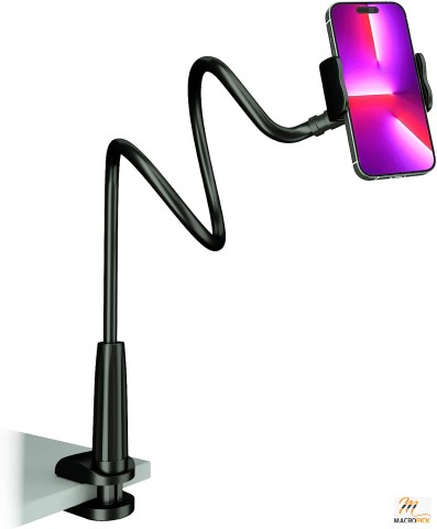 Multiple Usage Mobile Phone Clip on Stand Holder | with Grip Flexible Long Arm Gooseneck Bracket Mount