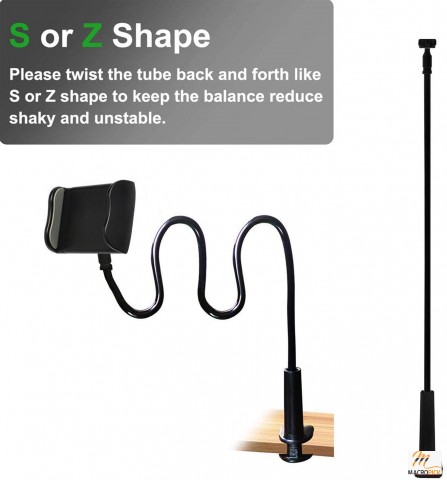 Multiple Usage Mobile Phone Clip on Stand Holder | with Grip Flexible Long Arm Gooseneck Bracket Mount
