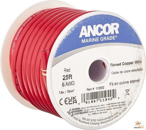 Copper Wire Red 6 AWG Marine Grade Primary Wire and Battery Cable